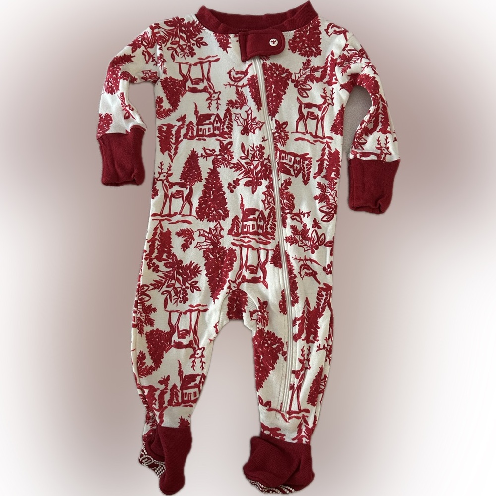 NWOT Burt’s Bees Baby Newborn Holiday Zip Footie